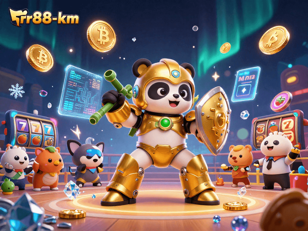Engage with rr88-km's vibrant 3D digital casino scene featuring dynamic characters and rich game elements.