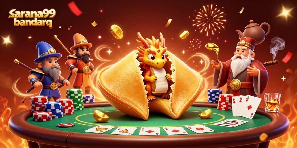 Sarana99 bandarq offers thrilling poker experiences with vibrant 3D characters in a festive casino scene.