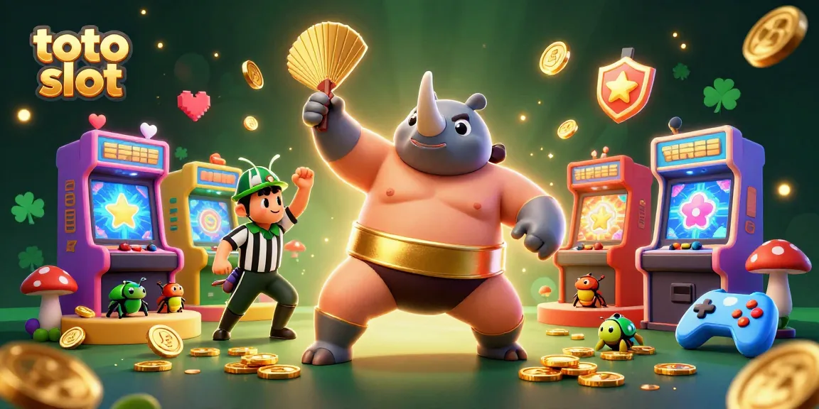 Engage with thrilling toto slot action as a sumo beetle champion triumphs amid golden coins.