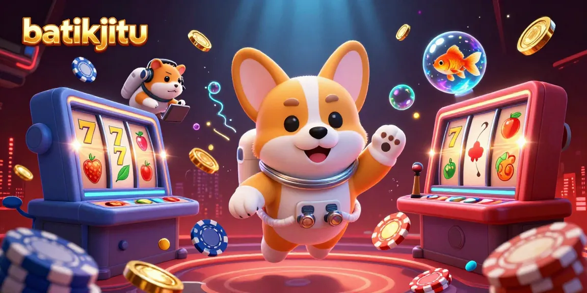 Bermain di batikjitu dengan keseruan simbol slot dan koin emas mengelilingi karakter