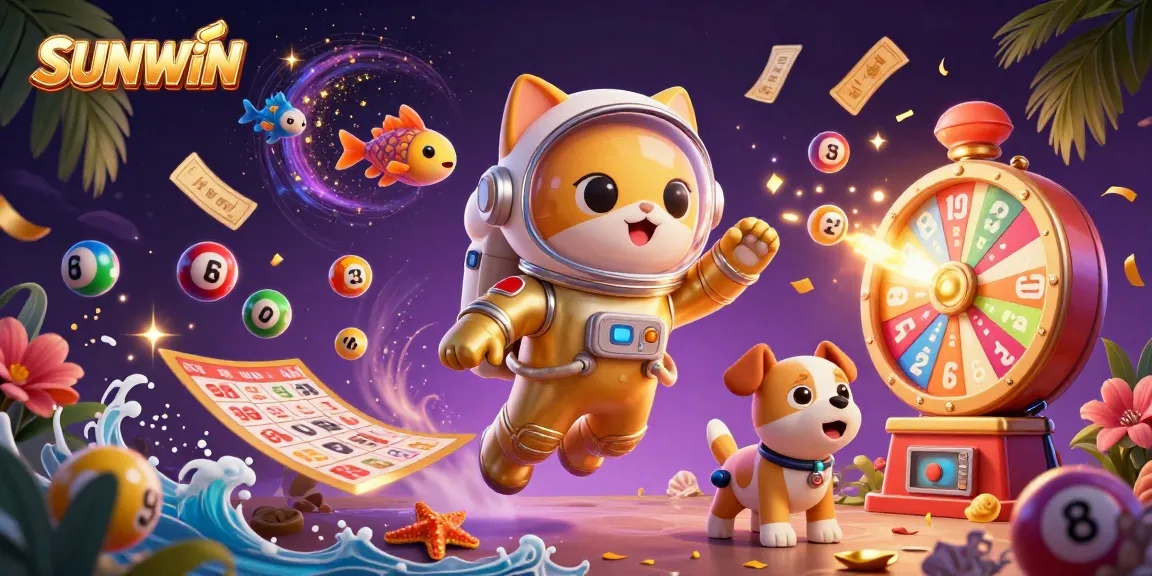 SUNWIN engages users with vibrant casino games and lottery excitement in a cosmic scene.