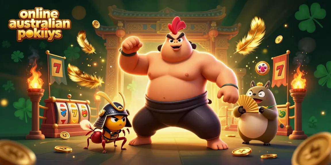 Experience thrilling online australian pokies in a dynamic casino arena featuring a powerful sumo rooster, fierce samurai cricket, and announcing tanuki.
