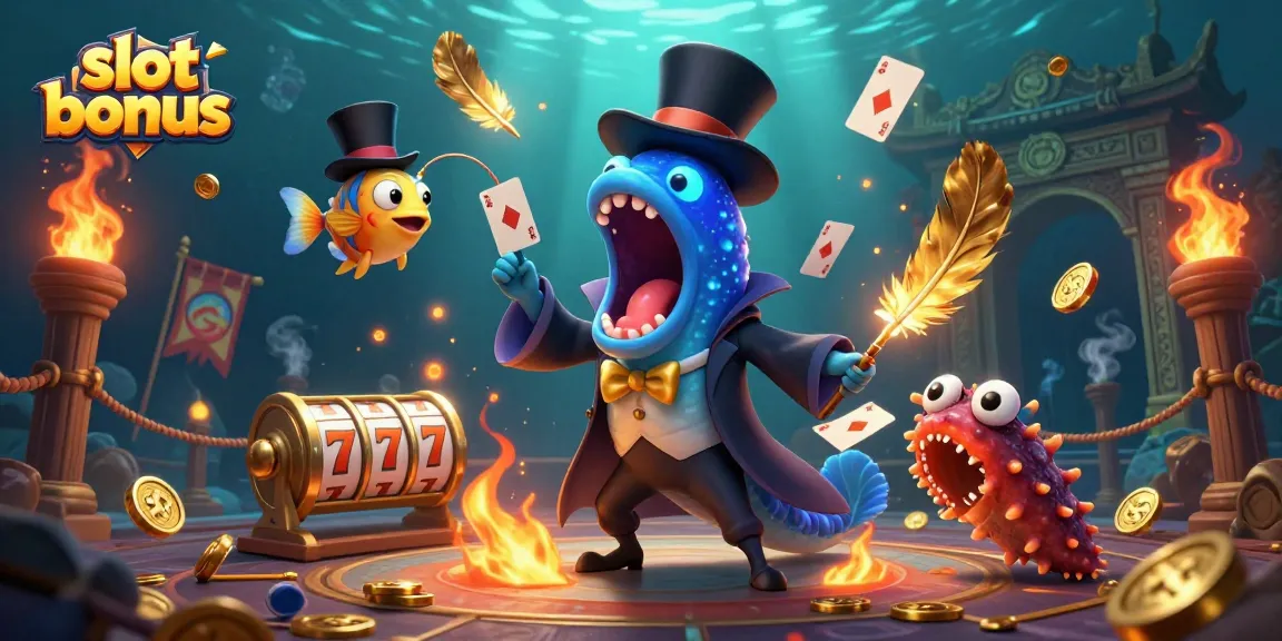 Experience the excitement of slot bonus with our vibrant casino-themed 3D illustration full of fun characters.