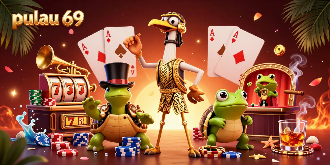 Join pulau 69's thrilling slot action with vibrant 3D characters in a lively casino scene