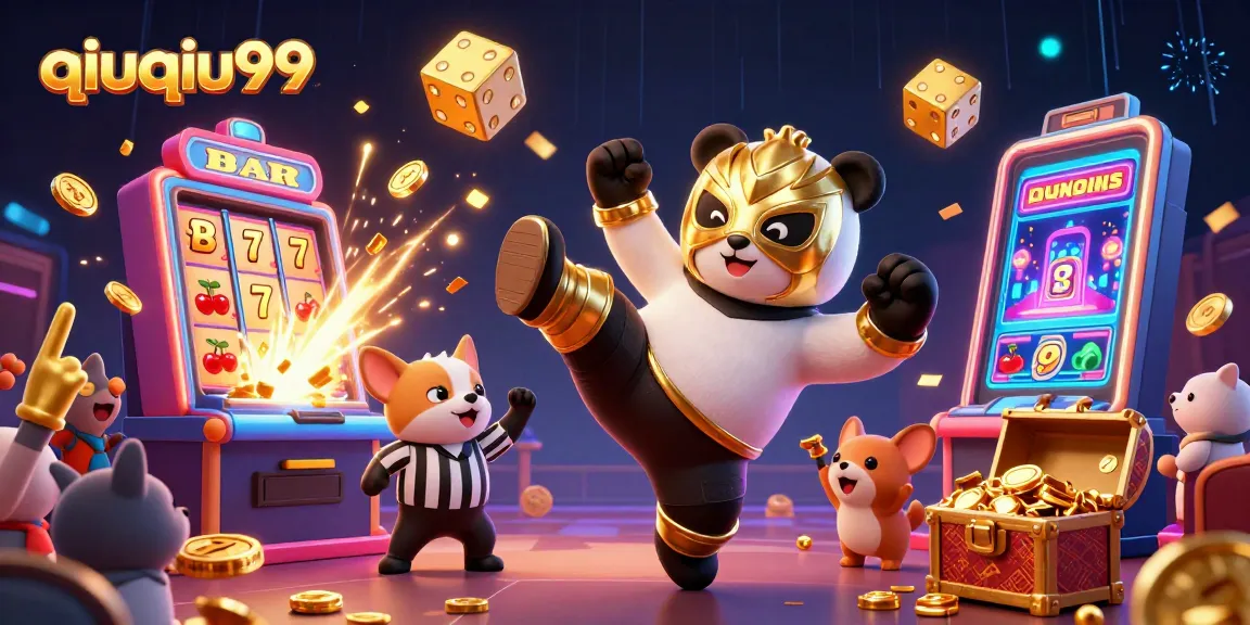 Experience exciting gameplay with qiuqiu99 featuring a panda wrestler and vibrant casino elements.