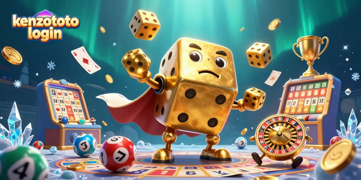 Experience seamless kenzototo login for online lottery excitement amidst dynamic gambling illustrations.