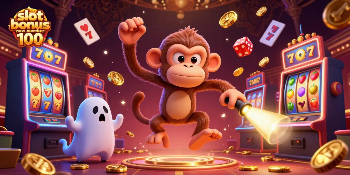Experience the thrill of slot bonus new member 100 in this vibrant, dynamic casino scene.