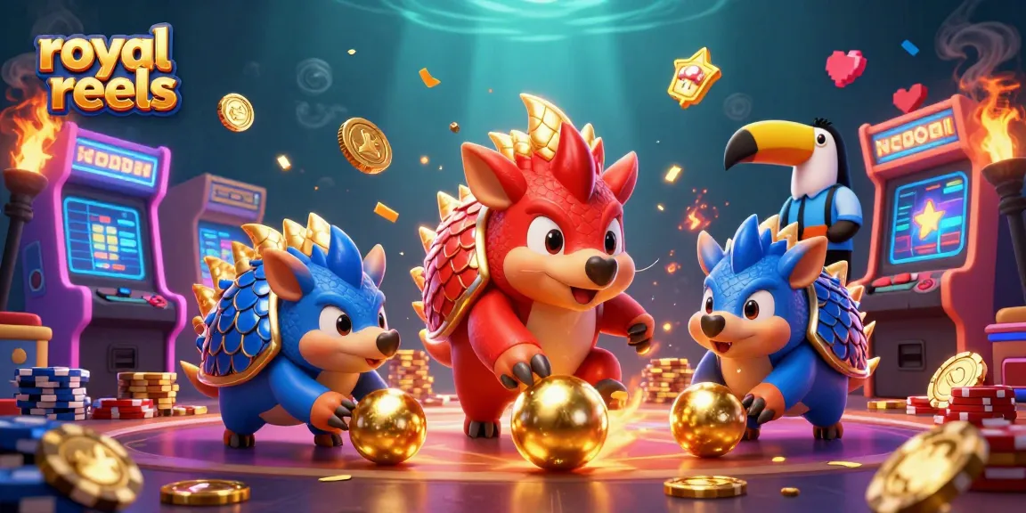 Experience the thrill of royal reels in this dynamic pangolin-themed casino illustration.