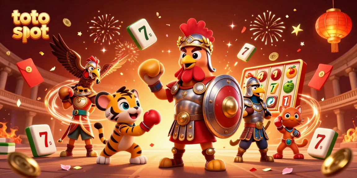 Engage in thrilling toto slot gameplay with vibrant characters in a dynamic casino scene.