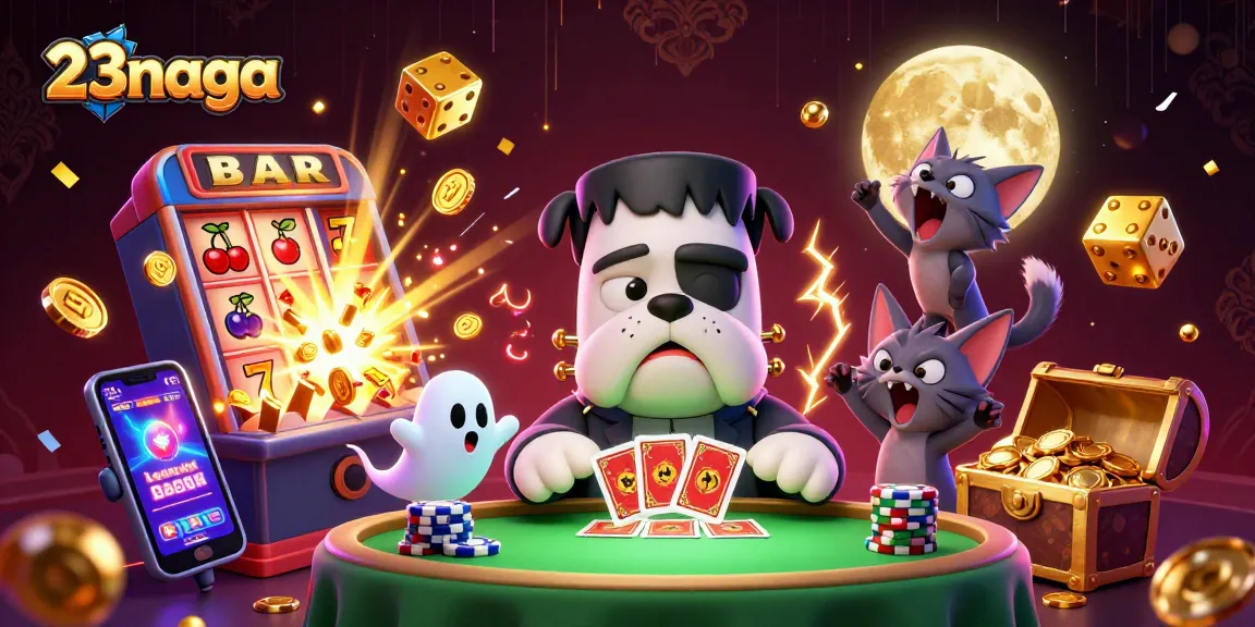 Experience thrilling gaming action at 23naga with vibrant casino illustration of a dynamic card game scene.