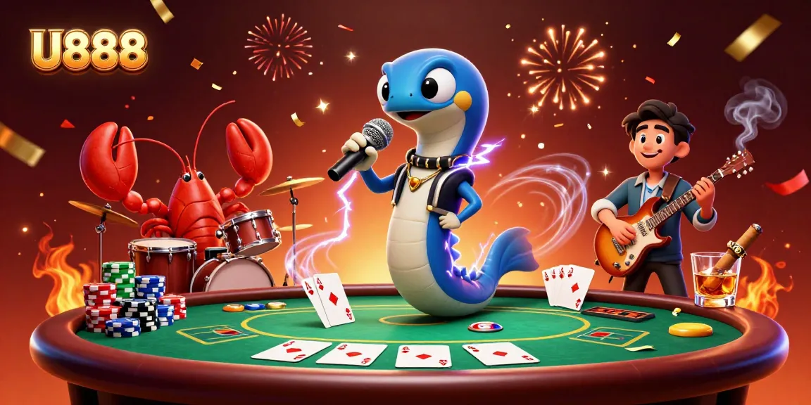 Engage in thrilling casino action with U888's vibrant underwater DJ scene featuring electric eel and friends.