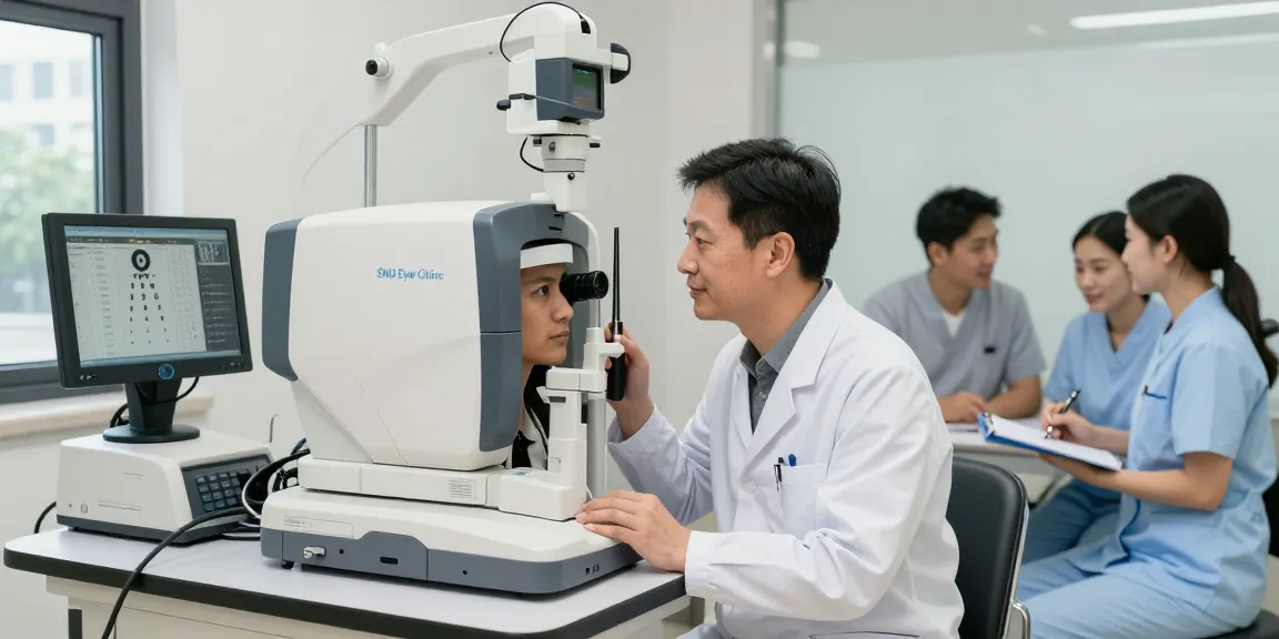 Patient at SNU Eye Clinic receiving advanced eye testing for personalized care and treatment.