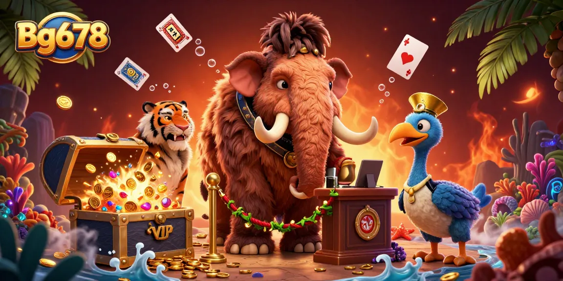 Engage with Bg678's thrilling gaming experience, featuring a mammoth bouncer and a saber-tooth guest.