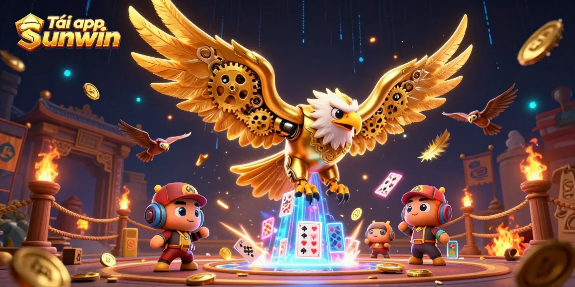 Experience the excitement at Tải app sunwin with dynamic holographic effects and vibrant casino symbols.