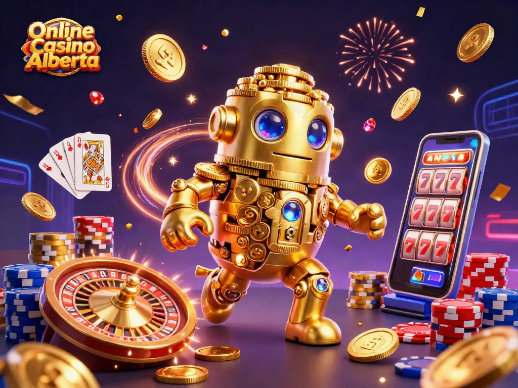 Experience thrilling gameplay at Online Casino Alberta with our vibrant 3D casino illustration.
