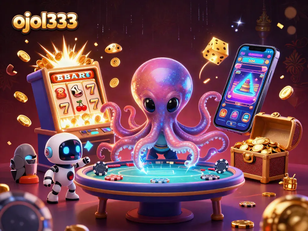Experience a thrilling gaming adventure with ojol333 at a vibrant holographic poker table