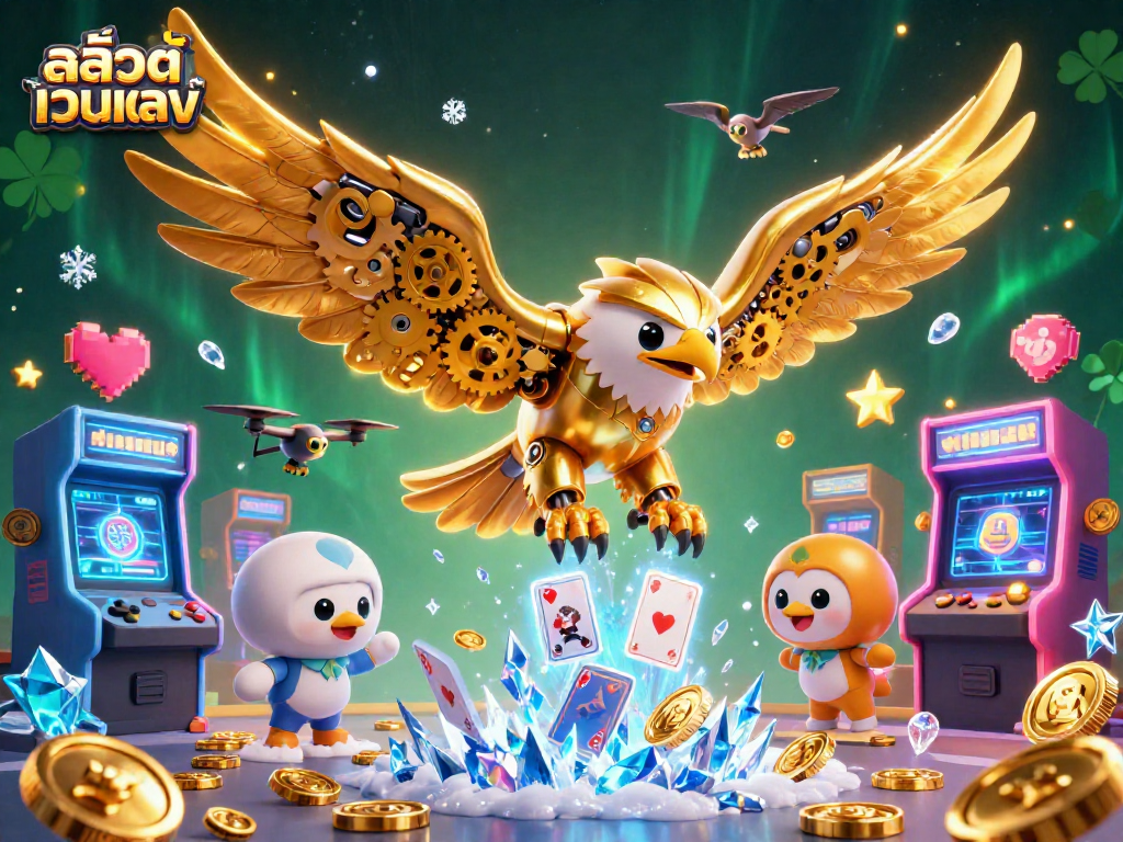 Experience thrilling gameplay at สล็อตเว็บตรง with this stunning 3D digital illustration showcasing vibrant casino elements.