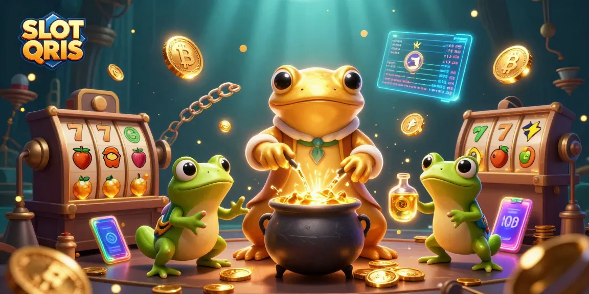 Enhance your gaming with SLOT QRIS: a vibrant illustration showcasing dynamic slot reels and gold coins.