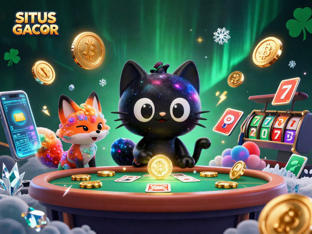 SITUS GACOR captivates gamers with a vibrant 3D cosmic casino scene featuring dynamic slot elements.
