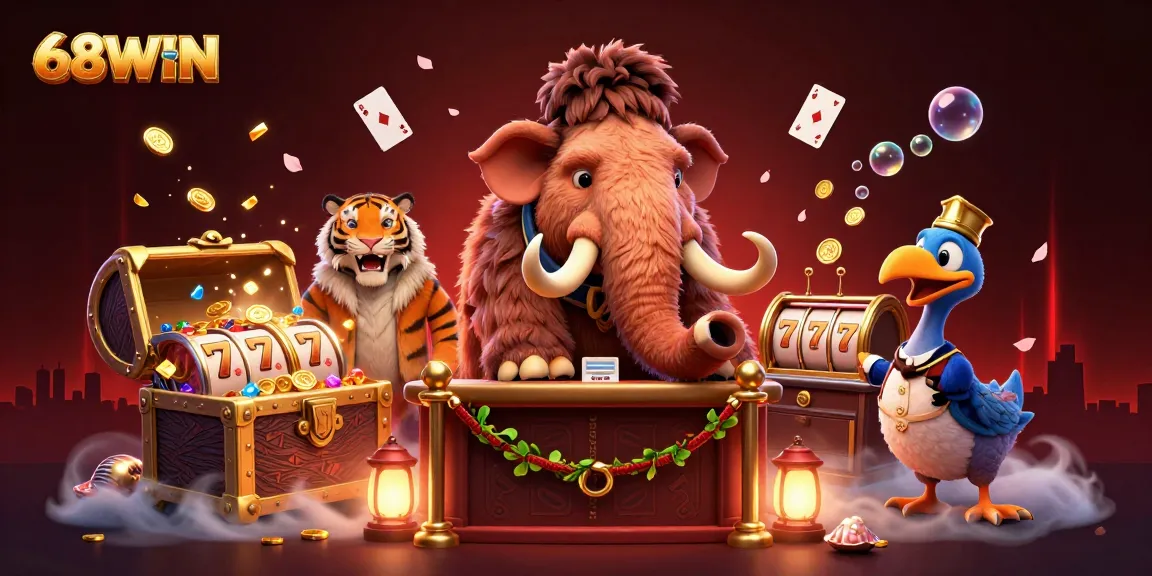 Experience thrilling gaming with 68WIN's vibrant casino bouncer scene, featuring dynamic gambling elements.