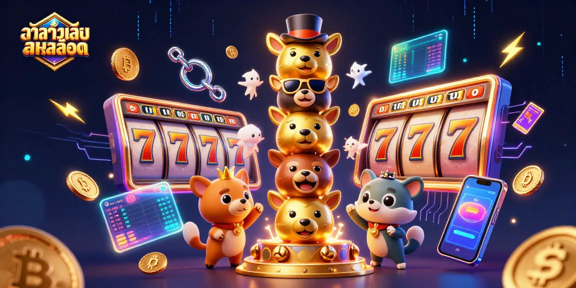 Experience ทดลองเล่นสล็อต with vibrant slot reels and golden totem in a dynamic casino scene.