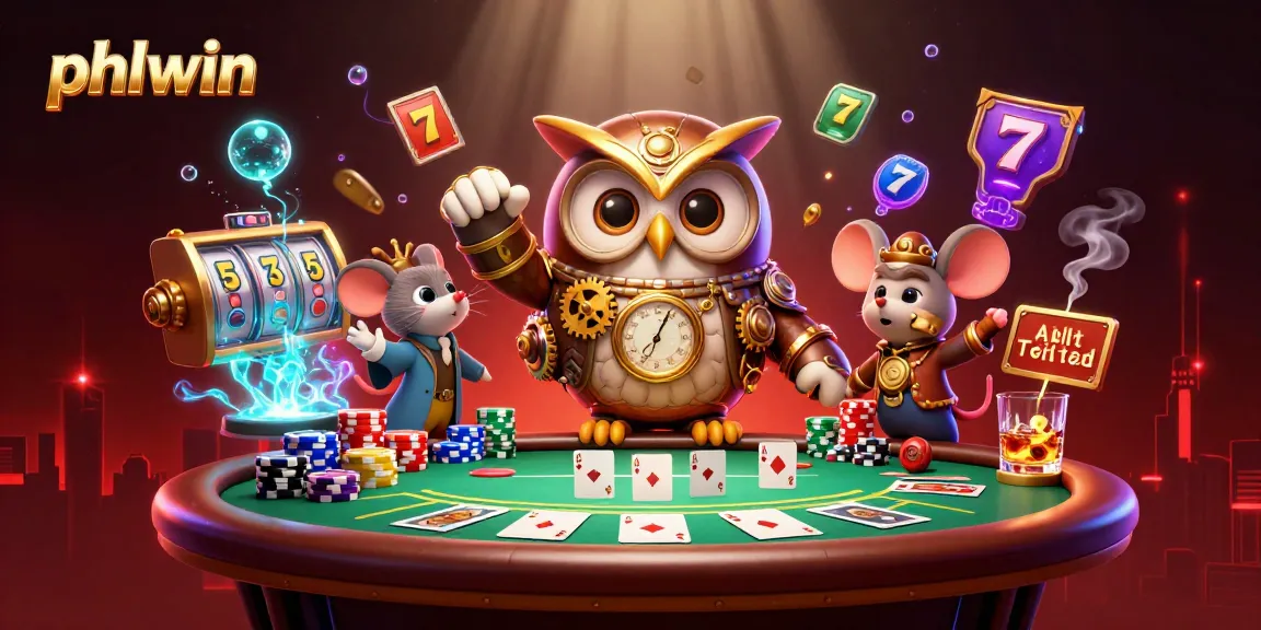 Engage with phlwin's thrilling casino scene, featuring a time-traveling owl and dynamic poker elements.