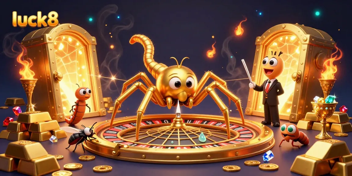 Spin the roulette wheel at luck8 with a golden spider and thrilling casino treasures.
