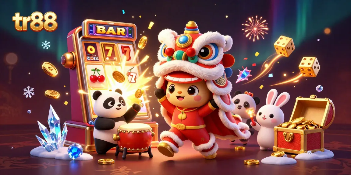 Engage in thrilling gameplay with tr88 as festive characters celebrate a jackpot win!