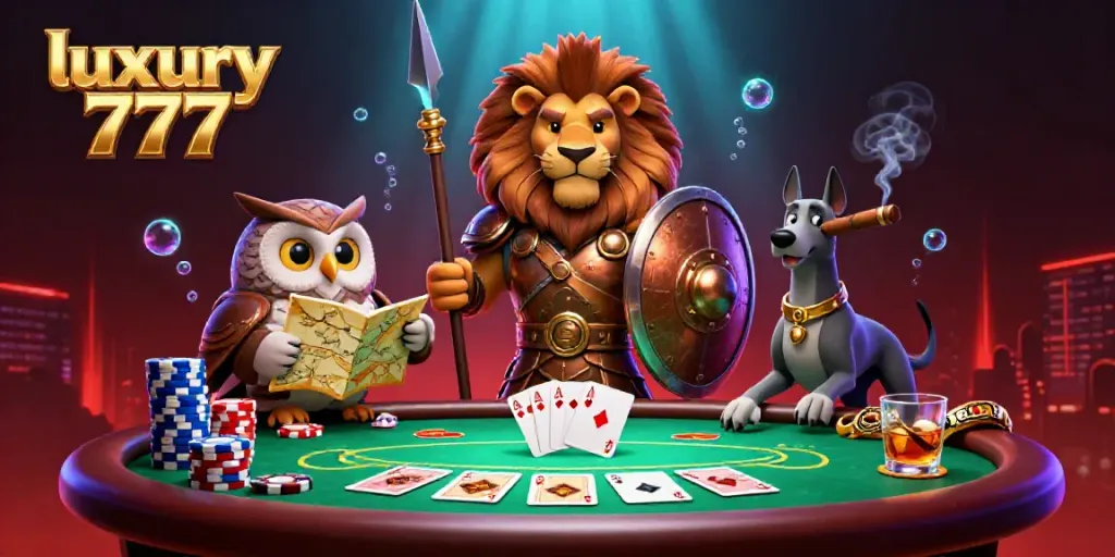 Engage with luxury 777 in an exhilarating poker showdown featuring heroic characters and vibrant game elements.