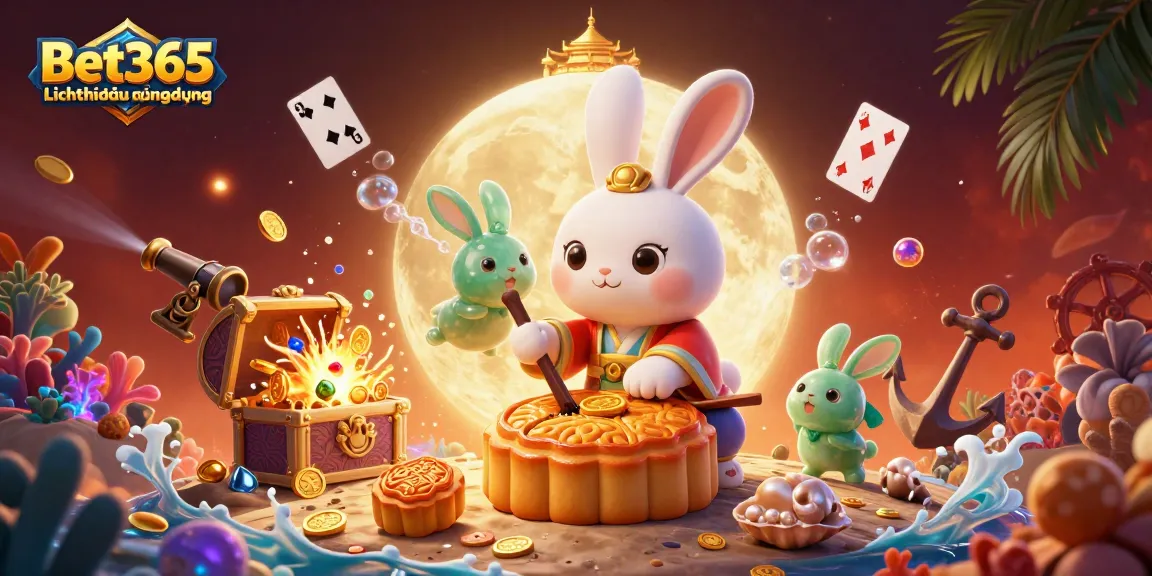 Bet365Lịchthiđấuứngdụng showcases a lunar-themed casino world with poker chips, enhancing the gaming experience.
