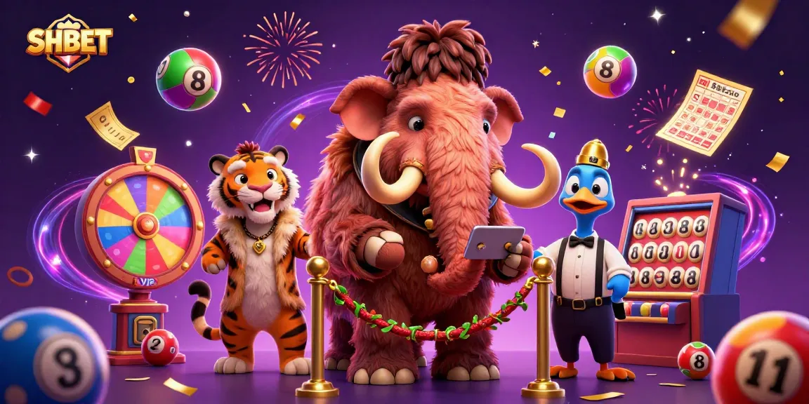Experience the excitement at SHBET with a vibrant casino scene featuring playful characters and dynamic games.