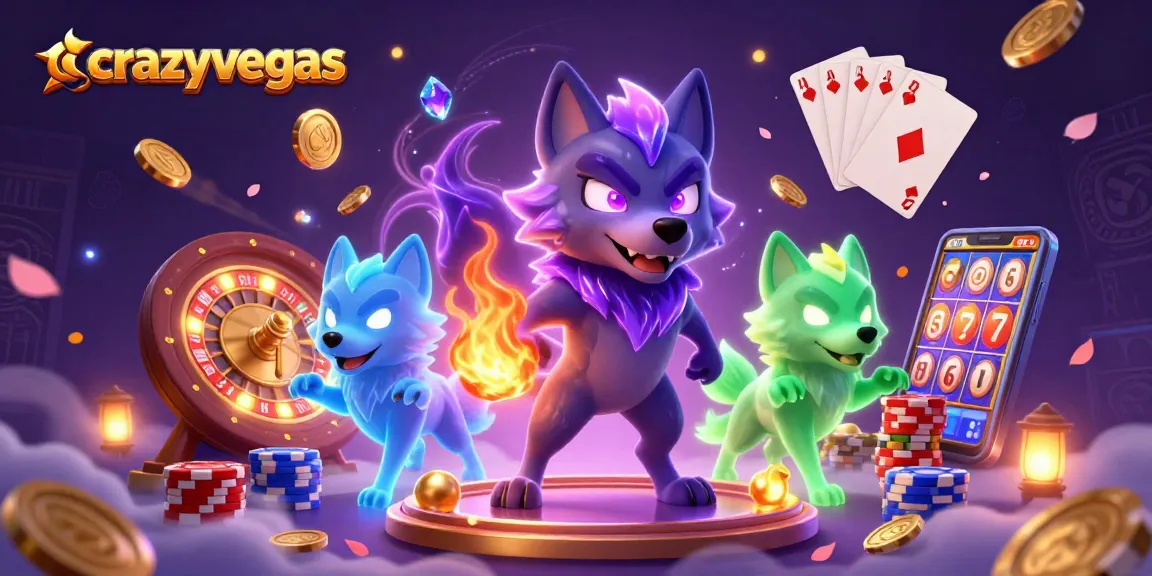 Play exciting games at crazyvegas featuring wolf characters in a vibrant casino scene