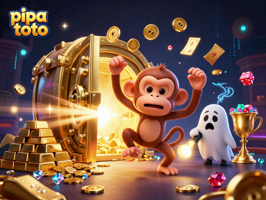Pipa Toto players experience thrilling wins in a vibrant casino environment filled with gold and gems.