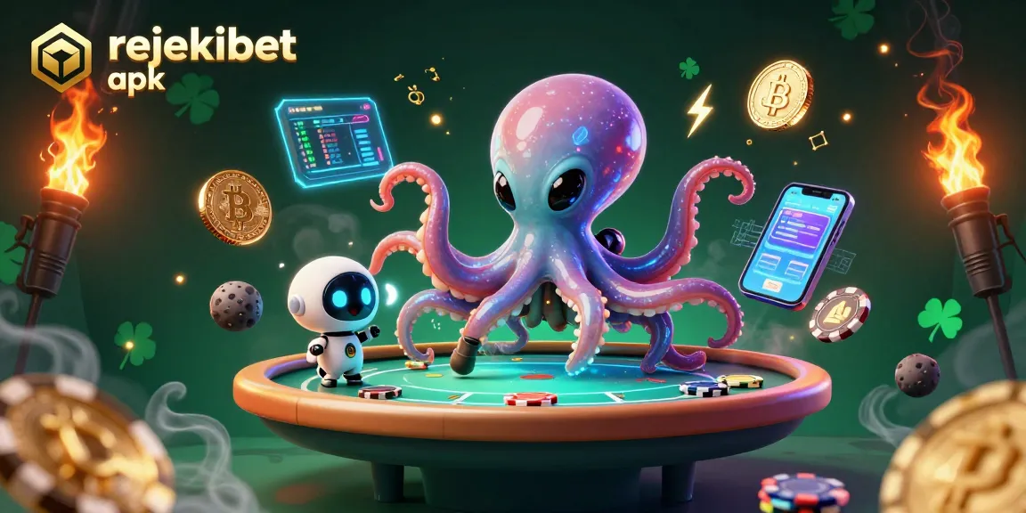 Experience the excitement of the rejekibet apk with a vibrant alien gaming scene featuring poker tables and crypto elements.