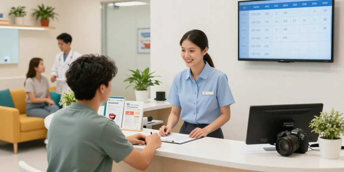 Welcoming dental clinic scene where you can check out this site for scheduling appointments and finding dentists.