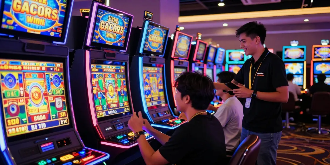 Slot gacor merayakan kemenangan di kasino online yang ramai dan cerah.