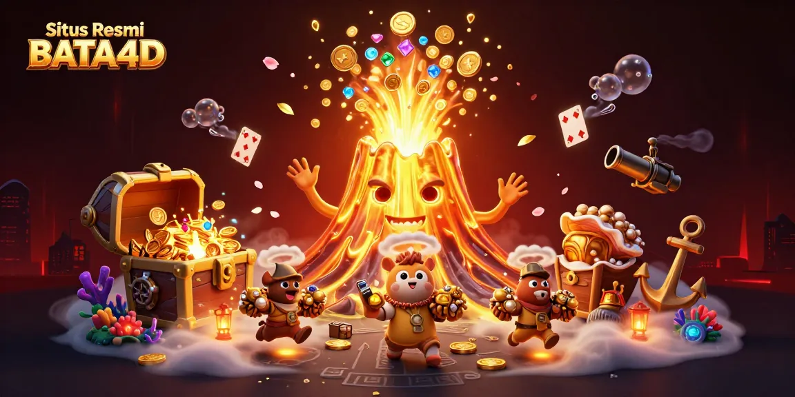 Situs Resmi BATA4D menyajikan ilustrasi dinamis dengan karakter dan elemen kasino yang kaya dan berwarna-warni.