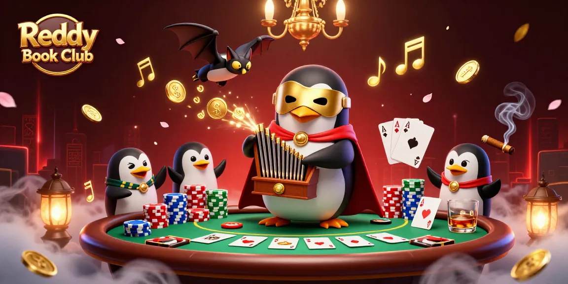 Experience the thrilling atmosphere of Reddy Book Club with a vibrant poker scene featuring animated characters.