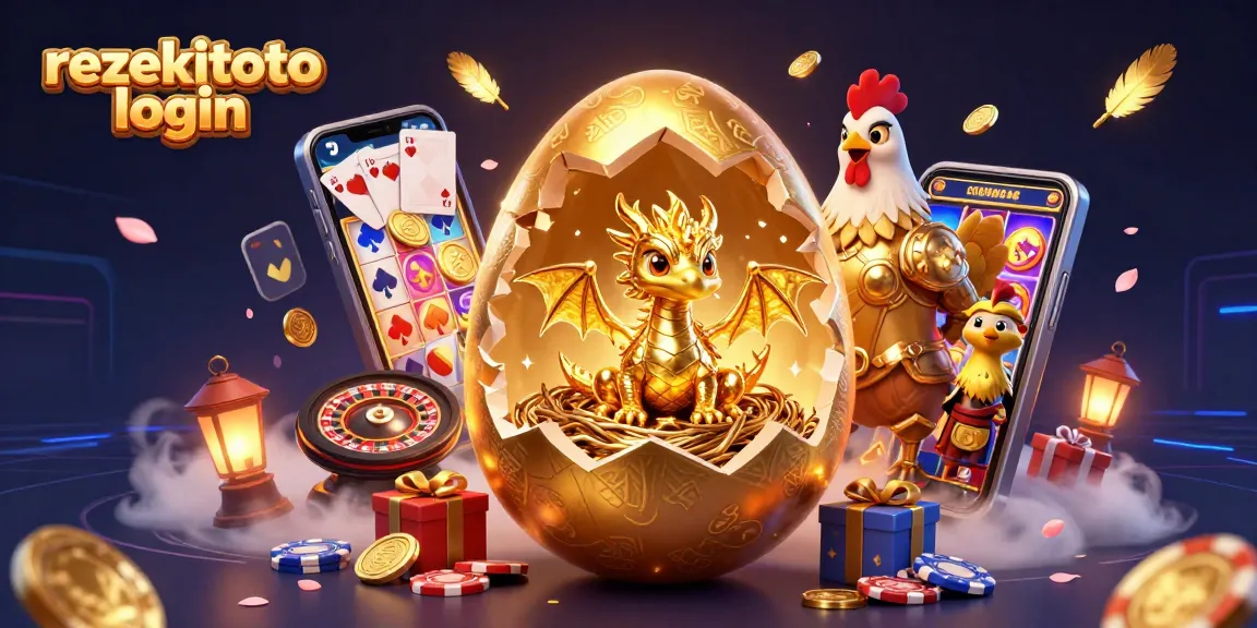 Experience the thrill of rezekitoto login with a colorful and dynamic online gambling scene featuring a golden dragon.