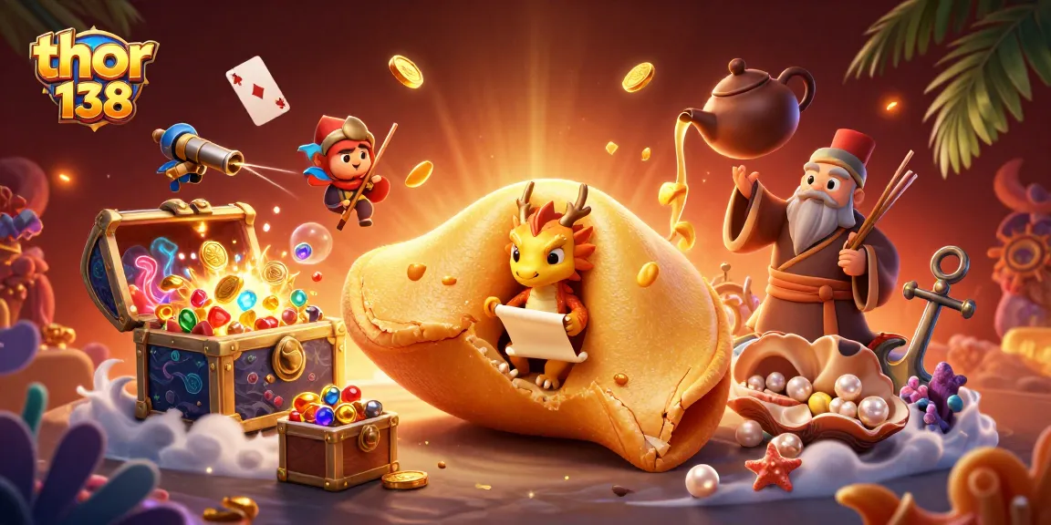 Menggali kekayaan dengan thor 138 di dalam bocoran harta emas dan karakter 3D berwarna cerah dalam ilustrasi kasino.