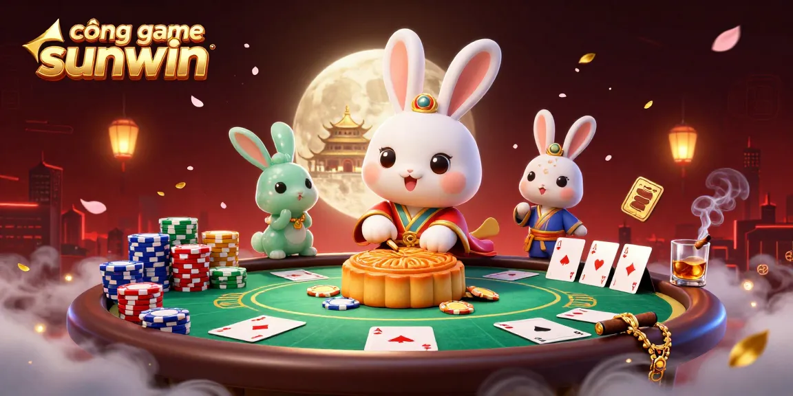 Engage with cổng game sunwin in an immersive moon-themed 3D digital casino illustration.