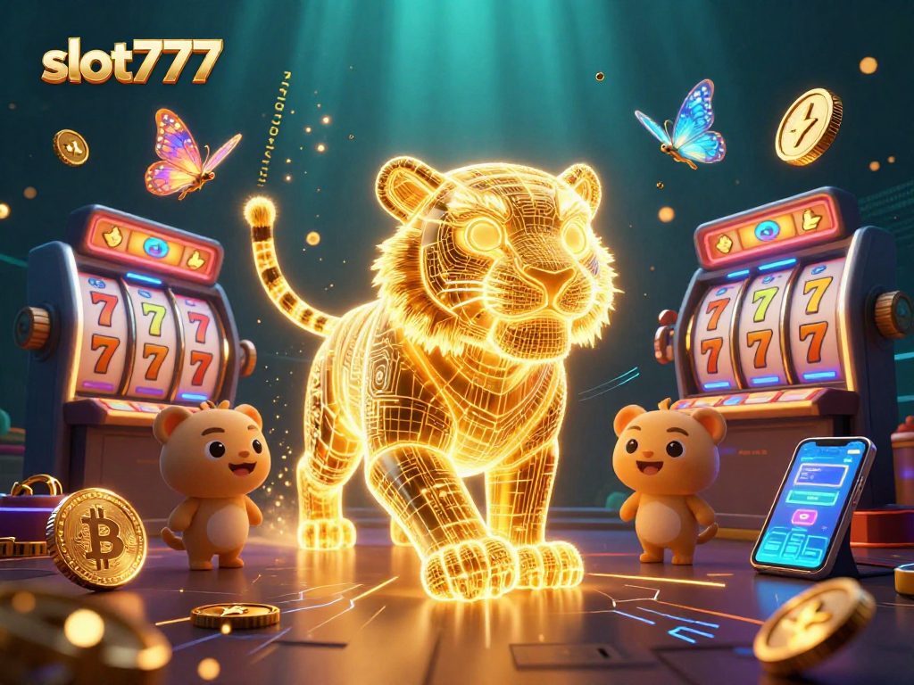 Experience the excitement of slot777 with vibrant 3D art featuring neon elements and lucky symbols.