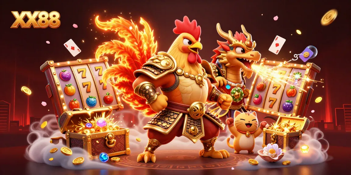 Spin and win with XX88's vibrant slot reels and stunning characters in a captivating gambling scene.