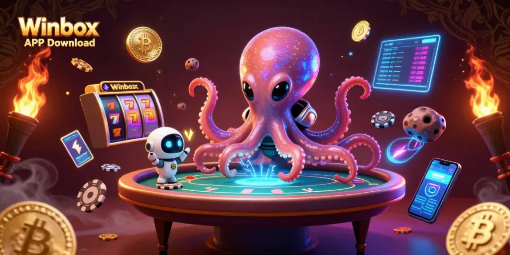 Experience thrilling gameplay with Winbox APK Download showcasing a vibrant casino scene full of action.
