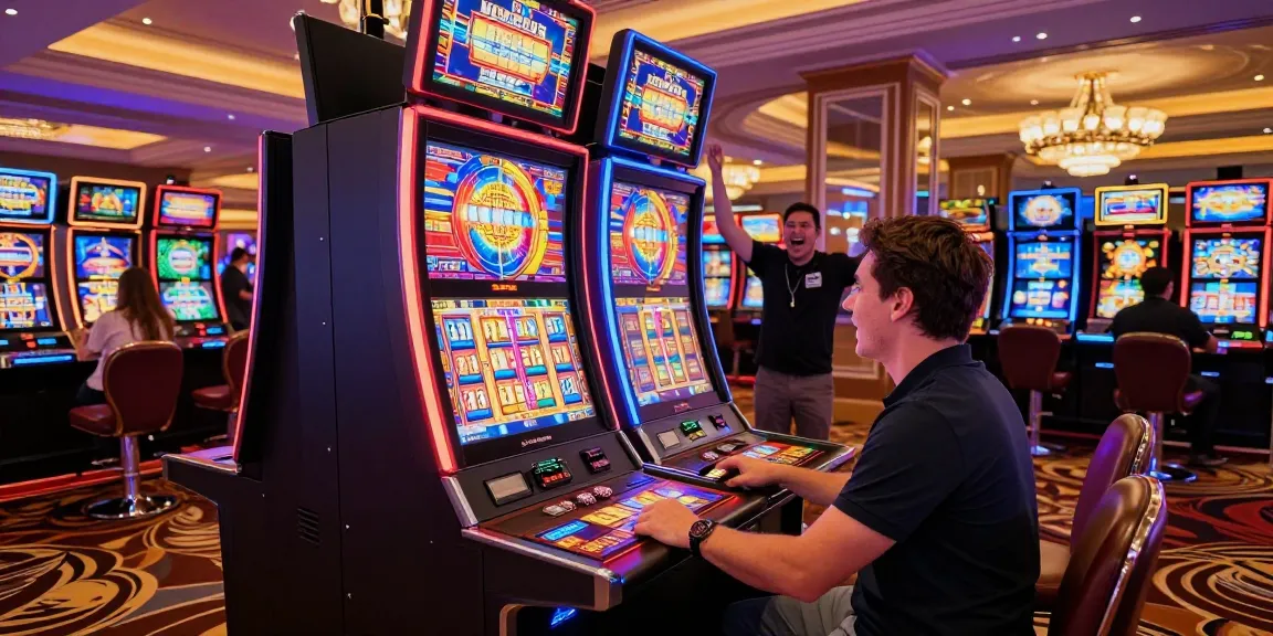 Player experiencing the excitement of a qris slot machine in a vibrant casino