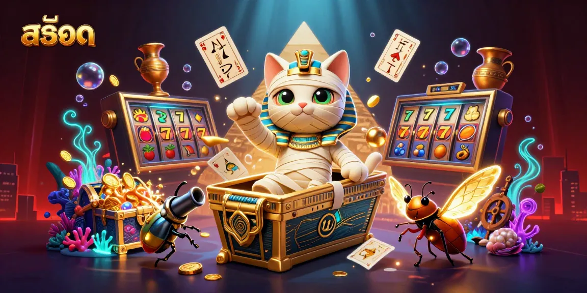 Rasakan keseruan bermain สล็อต dengan mumi kucing dan scarab, penuh harta karun di dalam kasino.