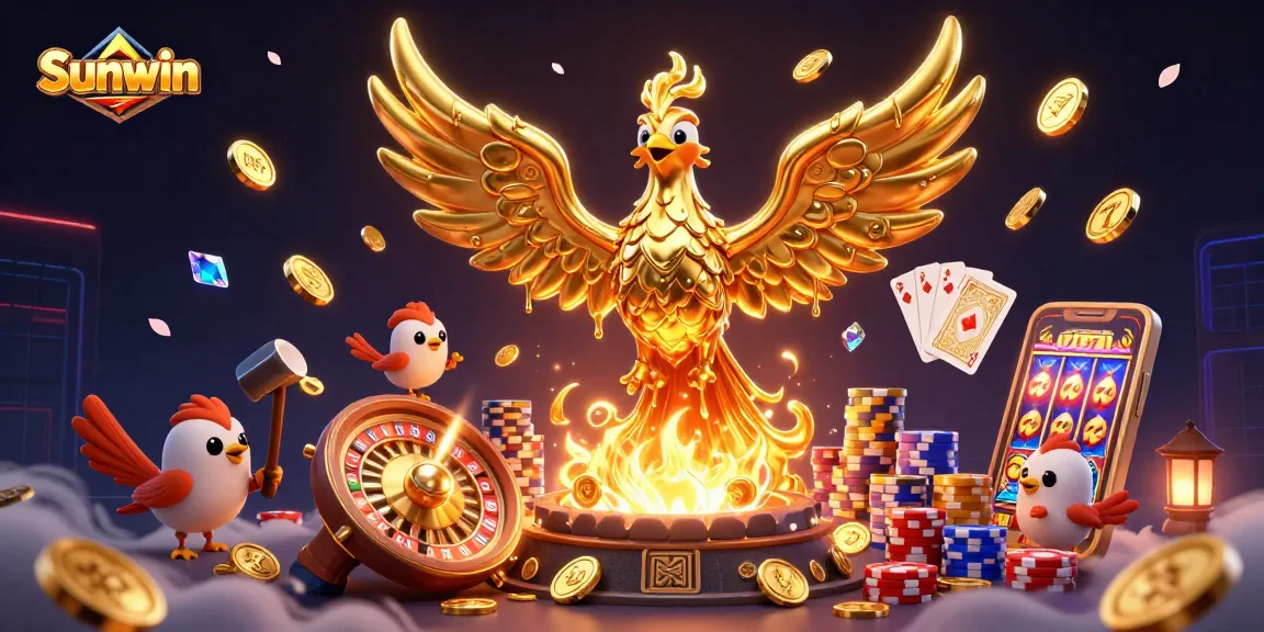 Experience thrilling gameplay at Sunwin with a molten phoenix emerging from riches in this vibrant scene.