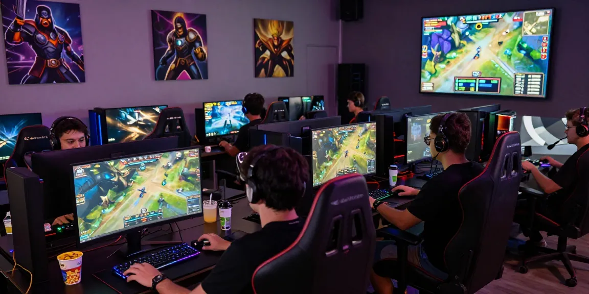 Players in a hit club gaming lounge enjoying competitive sessions with vibrant displays.