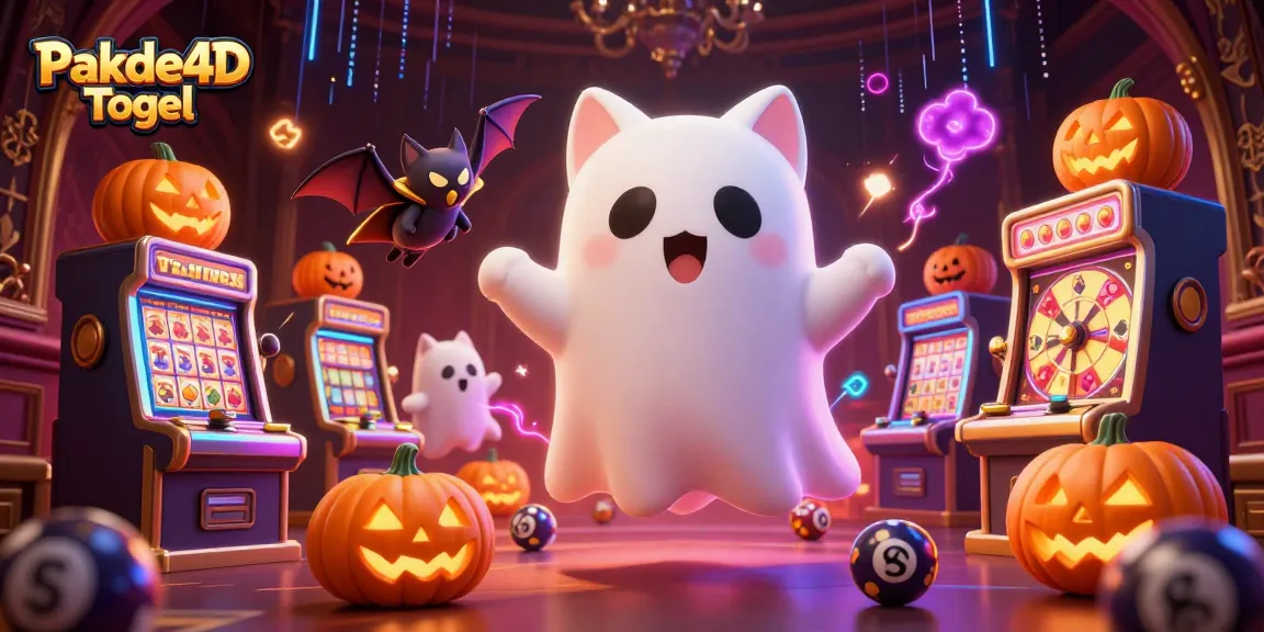 Watch Pakde4D Togel come alive as a ghost cat and bat float through a haunted casino, bringing luck with every spin.