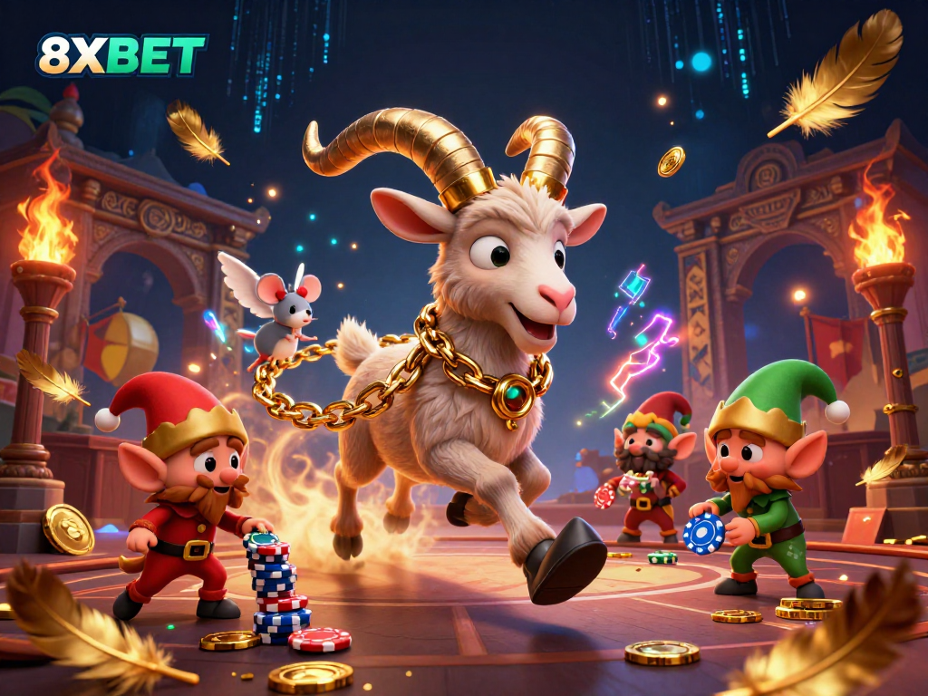 Experience thrilling action at 8XBET with a dynamic casino scene filled with fun characters and gambling excitement.